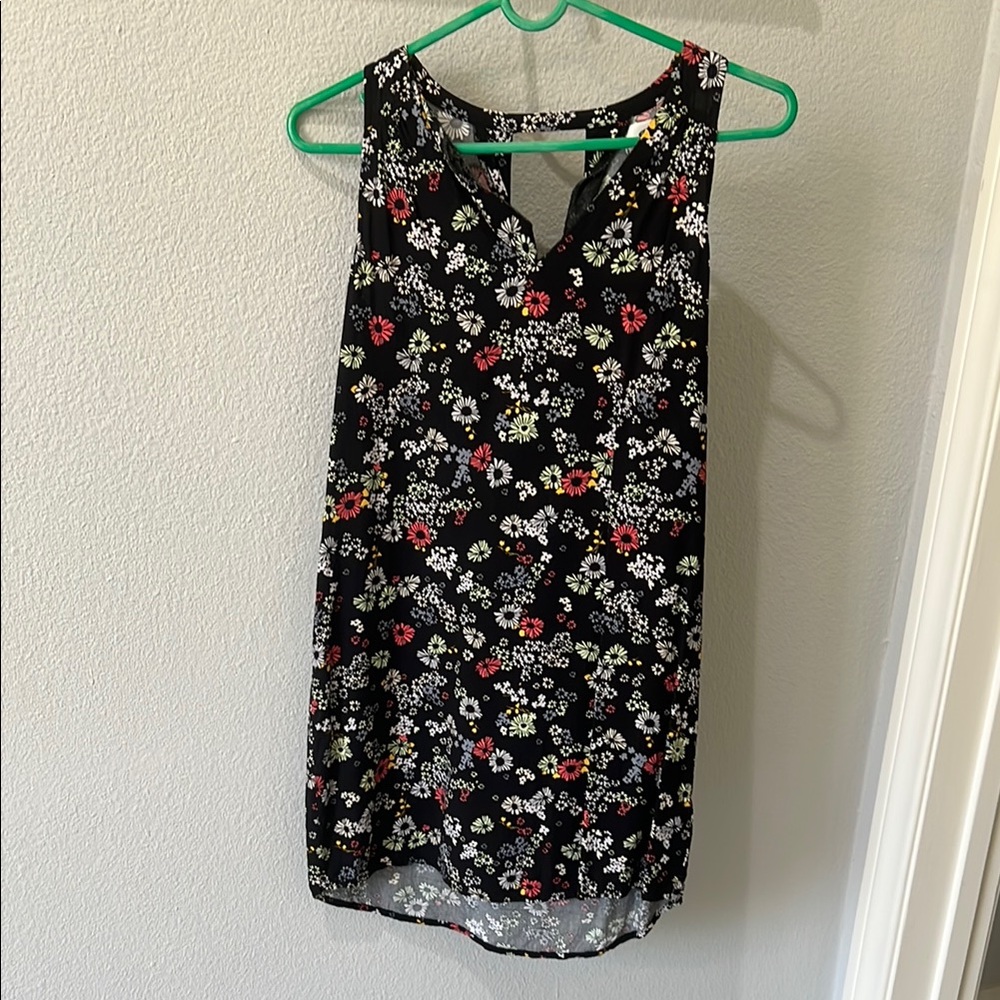 Floral Sleeveless Black Dress